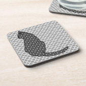 Japanse kat - zwarte en witte Kimono-afdrukken Drankjes Onderzetter (Linkerzijde)
