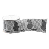 Japanse kat - zwarte en witte Kimono-afdrukken Grosgrain Lint (Spoel)