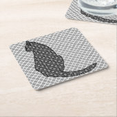 Japanse kat - zwarte en witte Kimono-afdrukken Kartonnen Onderzetters (Schuin)