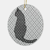 Japanse kat - zwarte en witte Kimono-afdrukken Keramisch Ornament (Links)