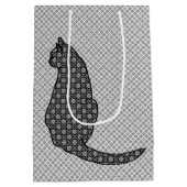 Japanse kat - zwarte en witte Kimono-afdrukken Medium Cadeauzakje (Achterkant)