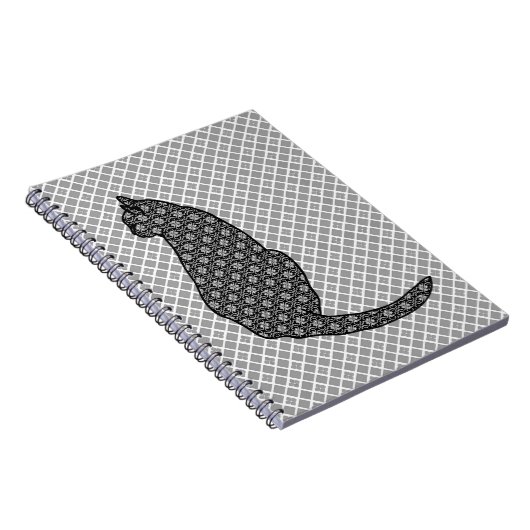 Japanse kat - zwarte en witte Kimono-afdrukken Notitieboek (Rechterzijde)