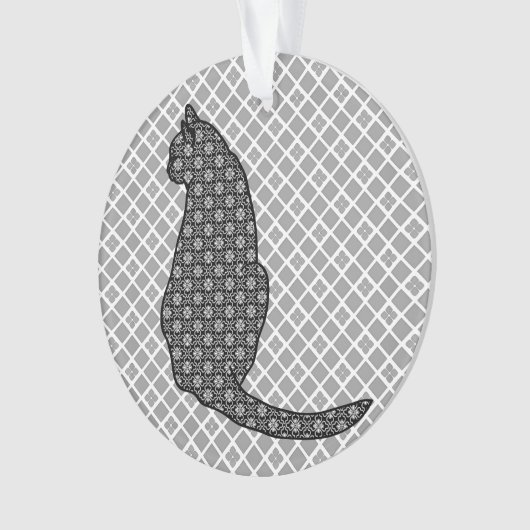 Japanse kat - zwarte en witte Kimono-afdrukken Ornament (voorkant)