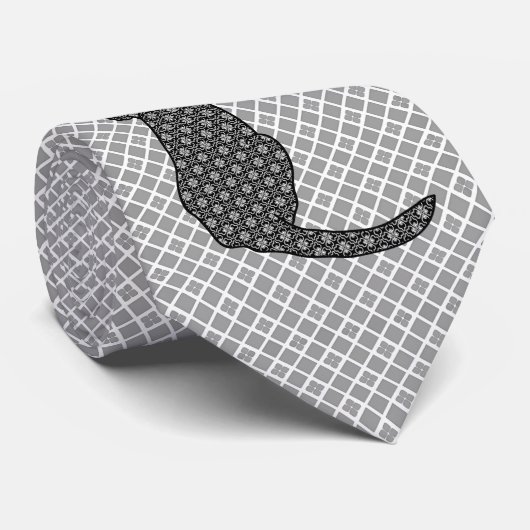 Japanse kat - zwarte en witte Kimono-afdrukken Stropdas (Opgerold)