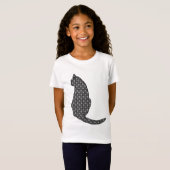 Japanse kat, zwarte en witte Kimono-afdrukken T-shirt (Voorkant volledig)