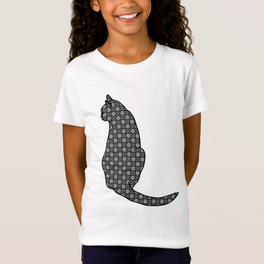 Japanse kat, zwarte en witte Kimono-afdrukken T-shirt (Voorkant)