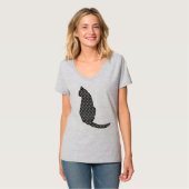 Japanse kat - zwarte en witte Kimono-afdrukken T-shirt (Voorkant volledig)