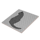 Japanse kat - zwarte en witte Kimono-afdrukken Tegeltje (Zijkant)