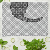 Japanse kat - zwarte en witte Kimono-afdrukken Theedoek (Gevouwen)