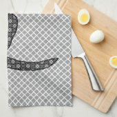 Japanse kat - zwarte en witte Kimono-afdrukken Theedoek (Quarter Fold)