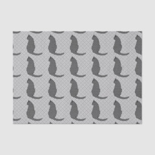 Japanse kat - zwarte en witte Kimono-afdrukken Tissuepapier