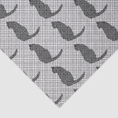 Japanse kat - zwarte en witte Kimono-afdrukken Tissuepapier (Detail)