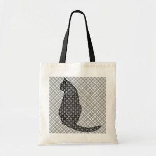 Japanse kat - zwarte en witte Kimono-afdrukken Tote Bag