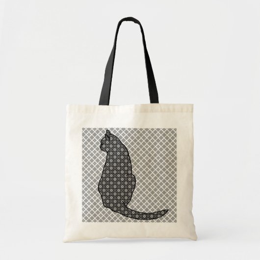 Japanse kat - zwarte en witte Kimono-afdrukken Tote Bag (Voorkant)