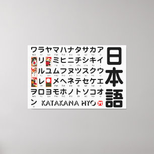 Japanse Katakana-tabel (Hanafuda) Canvas Afdruk