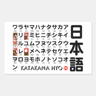 Japanse Katakana-tabel (Hanafuda) Rechthoekige Sticker