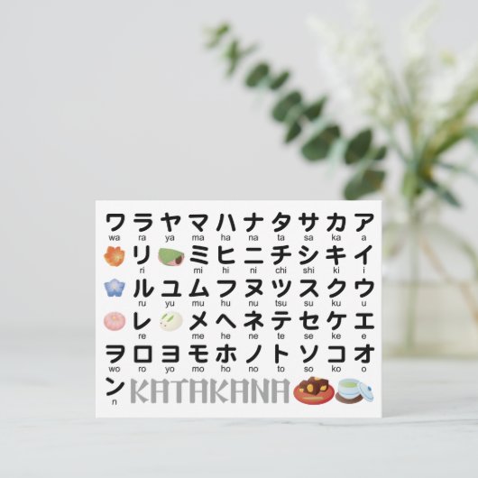 Japanse Katakana-tabel (Wagashi) Briefkaart (Staand voorkant)