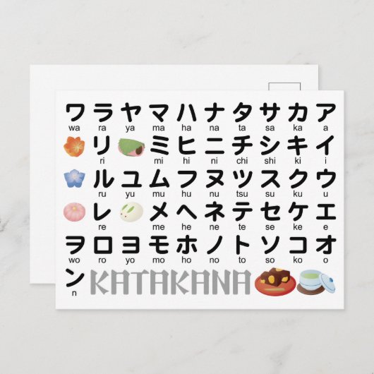 Japanse Katakana-tabel (Wagashi) Briefkaart (Voorkant / Achterkant)