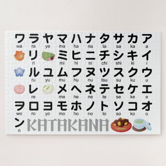 Japanse Katakana-tabel (Wagashi) Legpuzzel (Horizontaal)