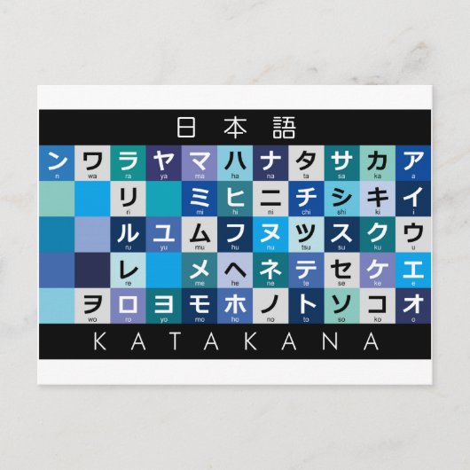 Japanse Katakana-tafel Briefkaart (Voorkant)