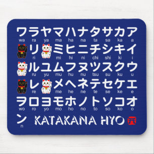 Japanse Katakana-tafel (Lucky Cat) Muismat