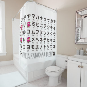 Japanse Katakana-tafel (Ninja Girl) Douchegordijn