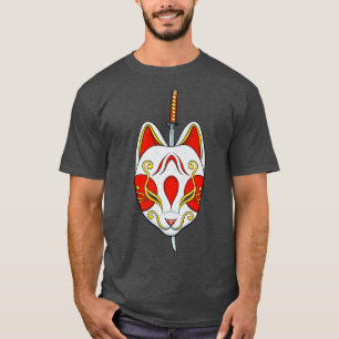 Japanse Katana Anime Mask Manga Cat (2) T-shirt