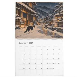 Japanse Katten 2027 Kalender Ukiyo-e Stijl