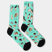 Japanse Katten (Aanpasbare Achtergrondkleur) Sokken (Rechts)