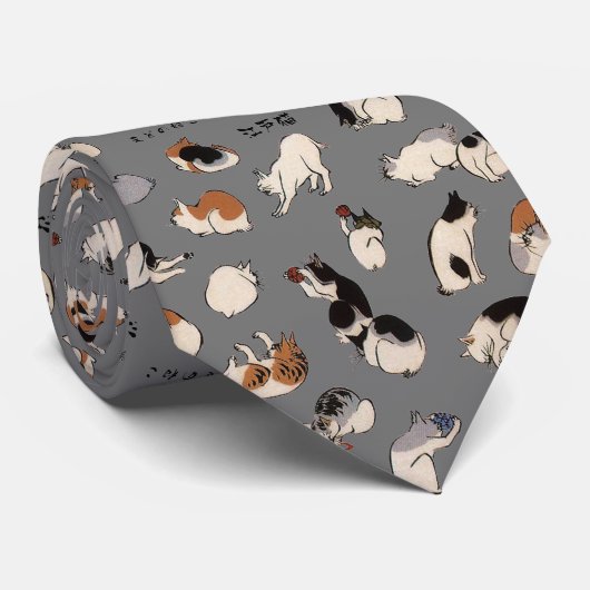 Japanse katten, Hiroshige, Ukiyo-e Stropdas (Opgerold)