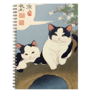 Japanse Katten Kersenbloesem Boom Notitieboek