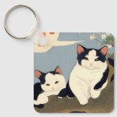 Japanse Katten Kersenbloesem Boom Sleutelhanger (Voorkant)