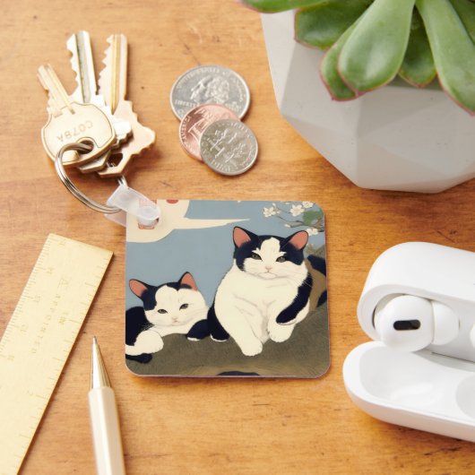Japanse Katten Kersenbloesem Boom Sleutelhanger (Bureau)