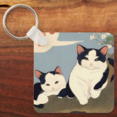 Japanse Katten Kersenbloesem Boom Sleutelhanger (Voorkant)