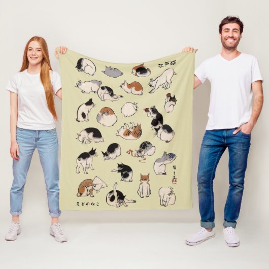 Japanse katten (kleurenkooster) fleece deken (In situ)