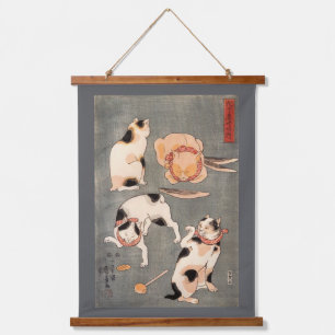 Japanse katten, Kuniyoshi, Ukiyo-e Hangend Wandkleed