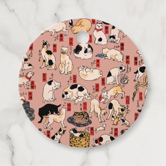 Japanse katten Ukiyo-e Funny kat Bedankjes Labels (Voorkant)