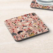 Japanse katten Ukiyo-e Funny kat Bier Onderzetter (Linkerzijde)