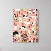 Japanse katten Ukiyo-e Funny kat Canvas Afdruk (Voorkant)