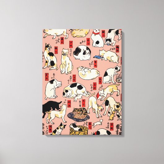 Japanse katten Ukiyo-e Funny kat Canvas Afdruk (Voorkant)