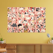 Japanse katten Ukiyo-e Funny kat Canvas Afdruk (Insitu (Woonkamer))