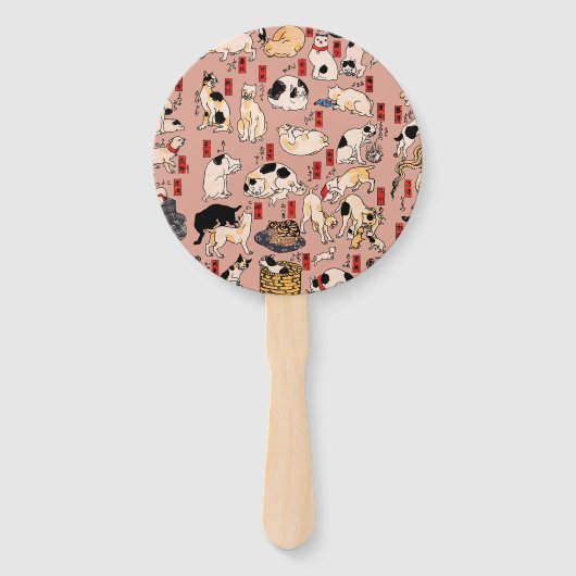 Japanse katten Ukiyo-e Funny kat Handwaaier (Achterkant)