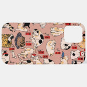 Japanse katten Ukiyo-e Funny kat iPhone Hoesje (Achterkant horizontaal)