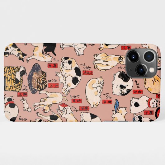Japanse katten Ukiyo-e Funny kat iPhone Hoesje (Achterkant horizontaal)