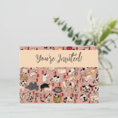 Japanse katten Ukiyo-e Funny kat Kaart (Staand voorkant)