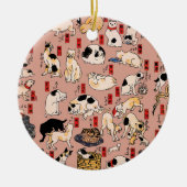 Japanse katten Ukiyo-e Funny kat Keramisch Ornament (Voorkant)