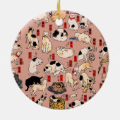 Japanse katten Ukiyo-e Funny kat Keramisch Ornament (Achterkant)