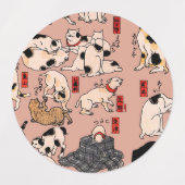 Japanse katten Ukiyo-e Funny kat Labels (Design 2)