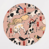 Japanse katten Ukiyo-e Funny kat Labels (Design 1)