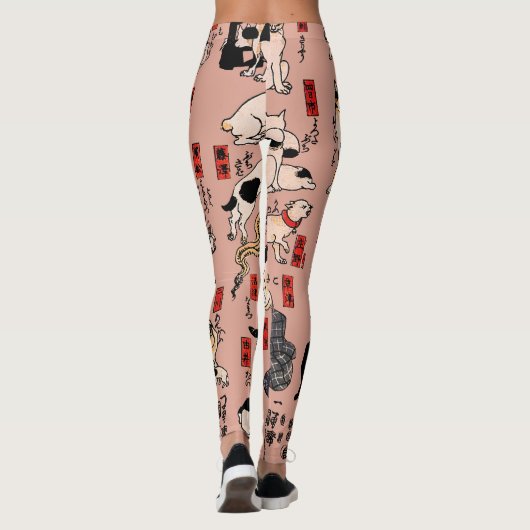 Japanse katten Ukiyo-e Funny kat Leggings (Achterkant)